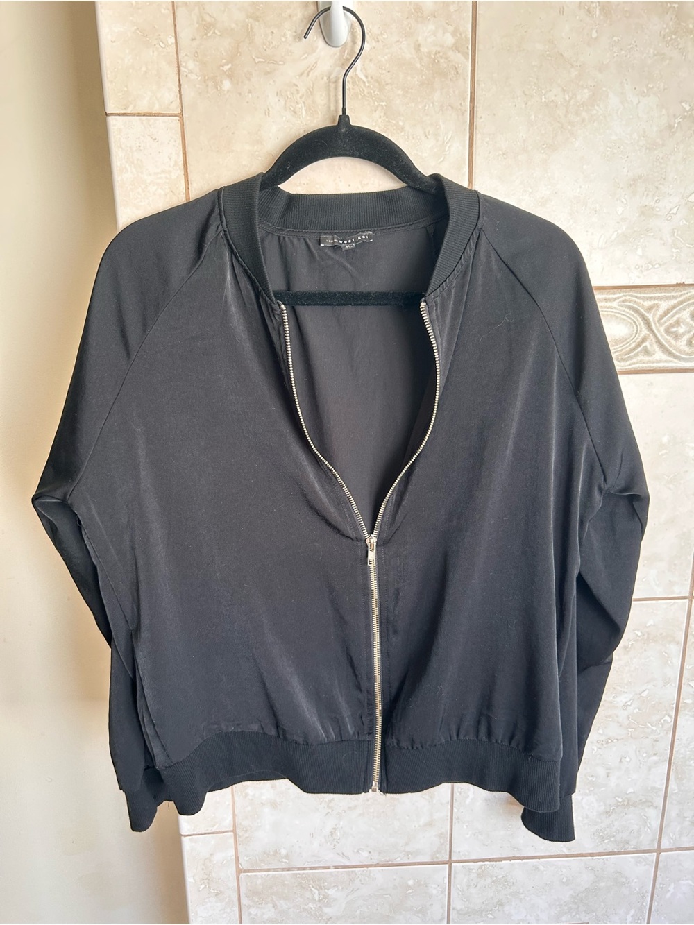 West Kei Black Zip-Up Bomber Jacket